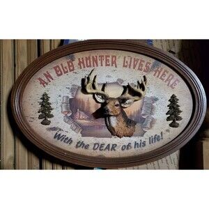 Vintage Wooden Hunting Cabin Outdoor Faux Taxidermy 3D Hanging Wall Plaque Rare